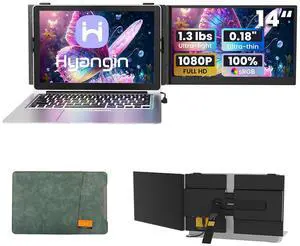 Hyangin S8 14" Portable Monitor  Ultra-Slim Laptop Screen Extender, FHD 1080P IPS Display, USB-C/HDMI, Dual & Triple Monitor Setup, Travel Monitor for Mac/Windows