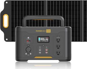 Powerness Solar Generator 1000 Portable Power Station 1166Wh with 120W Portable Solar Panel, Battery Powered Generator with 3x1000W AC Outlets for Outdoor Camping, CPAP, Emergency, Off-gird