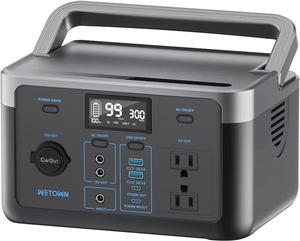 Portable Power Station 300W Solar Generator LiFePO4 Power Station 299.5Wh with 2*AC & PD60W Bi-directional Outlets Solar Powered Generators Backup Battery for Camping Outdoor CPAP Home(300W)