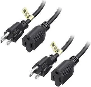 Cable Matters 2-Pack 16 AWG Heavy Duty Power Extension Cord 6 ft, UL Listed (Power Cord Extension / 3 Prong Extension Cords, NEMA 5-15P to NEMA 5-15R)