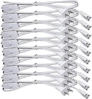 T5 T8 LED Tube Power Extension Cable with On/Off Switch,LED T5/T8 Light Tube Integrated LED Light Fixture Extension Cable Wire (6FT/1.8M) (10)