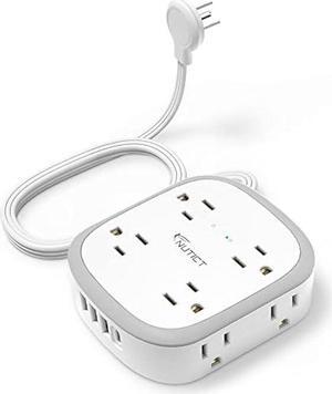 Flat Plug Power Strip, 5 ft Ultra Thin Flat Extension Cord, 8 Widely Outlets, 4 USB Ports(1 USB C) Desk Charging Station, Compact Surge Protector Power Strip for Travel Home Office Dorm Essentials