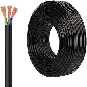 18 Gauge Electric Wire 18AWG Extension Cable Wire 16.4ft 3 Conductor Copper Wire with Ground 3 Core Blackwire RVV 0.75mm² Cord (300/500V)