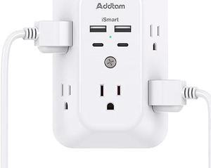 Surge Protector Outlet Extender - Addtam 5-Outlet Splitter with 4 USB Wall Charger(2 USB-C Ports), Multi Plug Outlet Power Strip for Home, Dorm Room Essentials