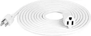 White Outdoor Extension Cord 15 ft Waterproof 16/3 SJTW Heavy Duty General Extension Cable Perfect for Home/Office Use-3 Prong Grounded Plug for Safety - Rated at 13A 125V-UL