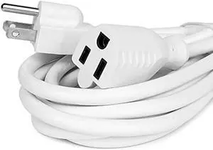 White Outdoor Extension Cord 15 ft Waterproof 16/3 SJTW Heavy Duty General Extension Cable Perfect for Home/Office Use-3 Prong Grounded Plug for Safety - Rated at 13A 125V-UL