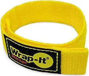 Wrap-It Storage Quick-Strap Cord Wraps, 12 inch (12 Pack) Yellow - Hook and Loop Strap, Extension Cord Holder for Boat Rope, Hose, and Cable Storage and Organization