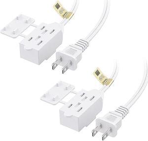 Cable Matters 2-Pack 16 AWG 2 Prong Long Extension Cord 15 ft, UL Listed 3 Outlet Extension Cords with Tamper Guard, 13 Amp, 1625 Watts, White