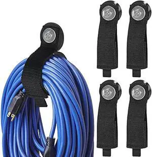 Kanemc 4PCS Magnetic Cable Storage Straps Heavy Duty, Extension Cord Holder Magnet Hooks for Hanging Cables Hoses Workshop Rope Garden Garage Organization