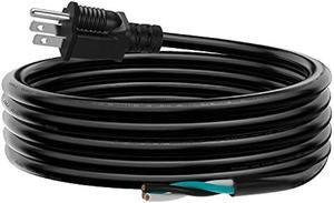 6 FT 12 AWG 3 Prong Replacement Power Cord, 20 Amp 12 Gauge 3 Conductor Wire Extension Cable with Pigtail Open Wiring End.