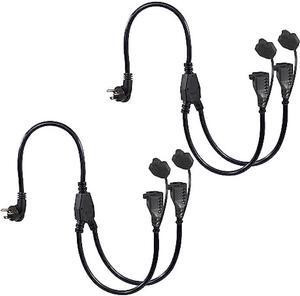 [2PACK] 2FT Outdoor Power Extension Cord 2 Way Splitter - Black Flat Wall Plug Short 3 Prong Y Splitte Extension Cord with 2Outlets, 125V 13A 16AWG 1 to 2 Splitter Waterproof Outdoor Extension Cord