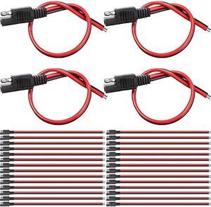 Frienda 8 PCS 14 AWG Connectors Cable Compatible with SAE 30cm 2 Pin Single Plug Quick Disconnect Power Automotive Extension Cable for Motorcycles Cars Charger