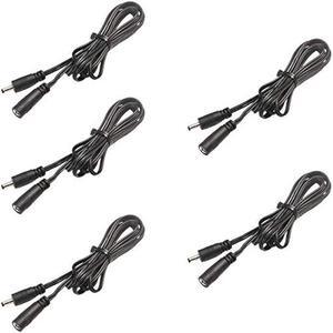 Lvyinyin Extension Cable for Under Cabinet Lighting Dimmable LED Puck Lights Linkable Strip Kit DC 12V 5ft 35-135 DC Connector (#35-135, 5 Packs, Black Cord)