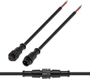 BTF-LIGHTING 2 Pin Electrical Metal nut Connector 18AWG IP67 Male Female Connector 7.87in/20cm Extension Cable for Car,Truck,Boat,Indoor/Outdoor LED Strip Lights/String 22mm Metal Nut Big Size