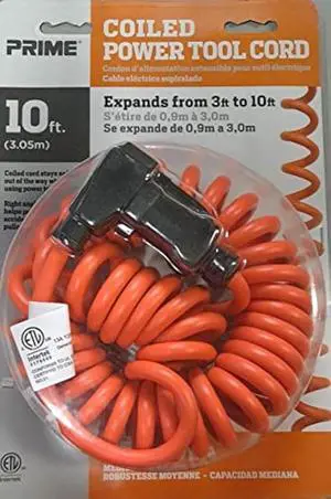 Prime Ad010610 10' 16/3 Sjt Orange Coiled Power Tool Cord Prime Ad010610 10' 16/3 Sjt Orange Coiled Power Tool Cord