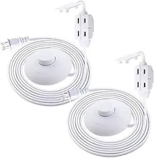 KASONIC Extension Cord with On/Off Switch, 9 Feet 3 Outlets Power Cord with Safety Outlet Cover, Indoor Use with Lamps, Holiday Christmas Tree Lights, ETL Listed - 2 Pack
