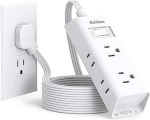 Flat Extension Cord 10 ft - Addtam Flat Plug Power Strip with 6 Outlets Extender, No Surge Protector for Cruise Ship, Dorm Room Travel Essentials, ETL Listed