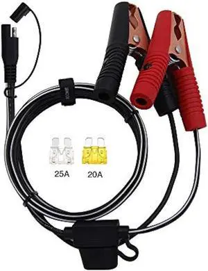 SCCKE 4.9FT 14AWG Battery Alligator Crocodile Clip to SAE Connector Extension Cable,12V SAE Quick Release Adapter to Alligator Clips Quick Disconnect Cable