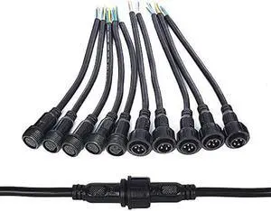 5Pairs 4pin Black Electrical Connector LED Connector for LED Lights 20cm Extension Cable 40cm/Pair 0.5mm² 22mm Nut