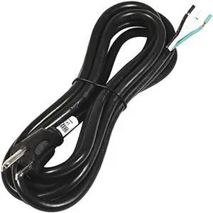 HQRP 10ft 14-Gauge 3-Prong 14/3C Heavy Duty Replacement Power Supply Cord Cable 110V 115V 120V Pigtail for Universal AC Appliance and Power Tool, NEMA 5-15 Plug US SJT 14-AWG 15A, UL Listed