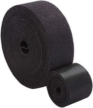 Reusable Fastening Tape Cable Ties Roll 2 Inch Double Side Hook Roll Hook and Loop Cord Management Wire Organizer Straps Black 5 Yard
