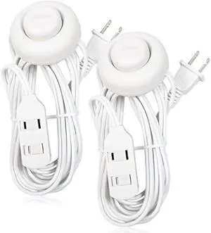 Maxxima 9 ft 3 Outlet Extension Cord - Featuring an Easy to Use On/Off Foot Switch, Ideal to Plug in Lamps, Appliances, Lighting Accessories, or for Senior Living Use, 125VAC - White - Pack of 2