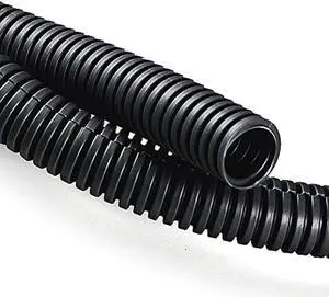 ZhiYo 20FT 1/4 Wire Loom Split Tubing Auto Wire Conduit Flexible Cover | High Temperature Heat Resistant -40F to 257F | Plastic Cover for Electrical Wires & Cables, Black