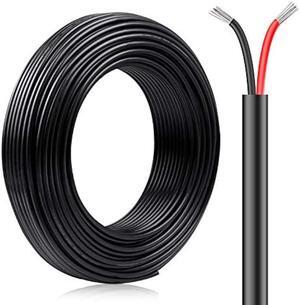 20M/65.6ft 12V Low Voltage Wire, Outdoor Landscape Lighting Cable, 22 Gauge Conductor Extension Cable, 22AWG Electrical Cord Red & Black Tinned Copper Hookup Wire Kit, 2 Pin with Black Reel Package