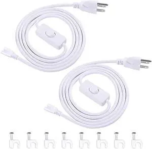 TRLIFE 6FT LED Light Power Cord with On/Off Switch, T5 T8 Power Cord T5 Connector Cord Extension Cord with US Plug for LED T5 T8 Integrated Tube Light Fixtures (2 Pack)