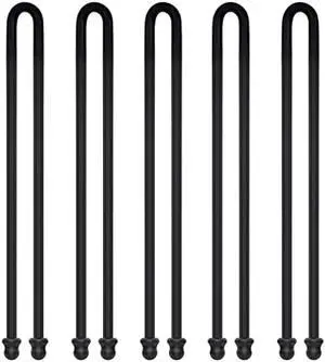 5Pcs 18-Inch Original Silicone, Steel-Core, Reusable Rubber Twist Tie, Cable Tie Straps. (Black 18-Inch) for Organizing. (Dia 5mm).