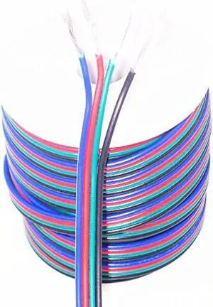 RGBSIGHT 40FT 18 Gauge RGB LED Strip Flexible Wire Extension Cord 18AWG 4pin 4 Color Stand Electrical Wire Conductor Cords for SMD 5050 3528 RGB LED Ribbon Lamp Tape Lighting