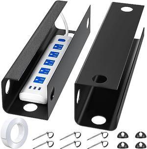 Yecaye 2 Pack Cable Management Under Desk, 31.5 in Under Desk Cable Management Tray, Cable Hider, Cord Organizer for Desk, No Screw No Drill Cable Cord Management for Office and Home, Black