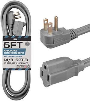 6 Ft Appliance Extension Cord Heavy Duty, Gray - 14 Gauge Flat 3 Prong SPT-3 Cable for Air Conditioner, Refrigerator and Kitchen Appliances Iron Forge Cable is a U.S. Veteran Owned Business