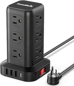 Extension Cord with Multiple Outlets, Surge Protector Power Strip Tower, 12 AC 4 USB (1 USB C)Mini Power Strip with USB Ports, Surge Protector Tower 6.5FT Overload Protection for Home Office