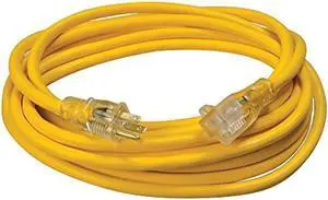 Woods 25878802 2587SW8802 25ft SJTW 12/3 Outdoor Ext Cord W/Lighted End, 25 Feet, Yellow