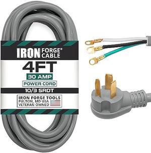 3 Prong Dryer Cord - 4 Ft Extension Power Cord, 10/3 SRDT, 30 Amp, NEMA 10-30 Plug, Gray