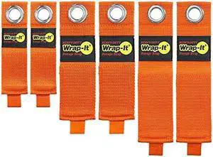 Heavy-Duty Wrap-It Storage Straps (Assorted 6-Pack), Blaze Orange - Hook and Loop Extension Cord Organizer for Garage Storage and Organization