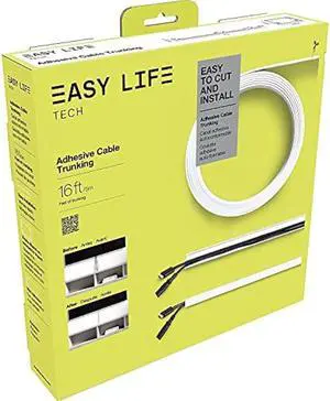 Cable Trunking Raceway 192 Self-Adhesive Paintable Cord Management, Cord Cover in a Roll Includes Junction Pieces and Easy to Store for Home and Office, 5/8 x 1.25 x 192 by Easylife Tech