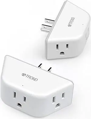 Multi Plug Outlet Extender 2 Pack - TROND Electrical Wall Outlet Splitter, 3 Way Outlet Wall Adapter, Cruise Essentials, Small Multiple Plug Expander for Cruise Ship Home Office Dorm Room White