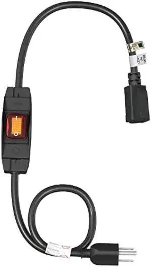 FIRMERST 1875W Outdoor Extension Cord with Switch Waterproof Black 3 Feet