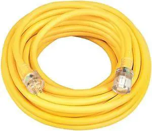 Southwire Extra Heavy Duty Extension Cord, 50Ft, 10 Gauge, 3 Conductor, High Visibility Outdoor Cord, Lighted End, Yellow, 2688SW0002