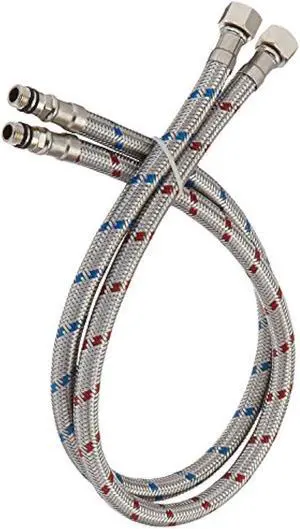 Flexible Connector Braided Stainless Steel Bathroom Faucet Supply Lines Bathroom Kitchen Faucet Hose 24 Length 3/8 -Inch Female Compression Thread x M10 Male Connector x 2 Pcs (1 Pair)