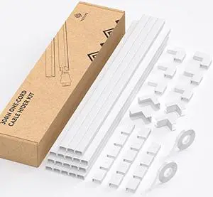 304in Cord Hider, Yecaye One-Cord Cable Concealer Kit, PVC Wire Covers for Cords on Wall, Paintable Cable Raceway Management, Max for 2 Small Cords for Home Office, 18 x L16.9in W0.59in H0.4in, Small