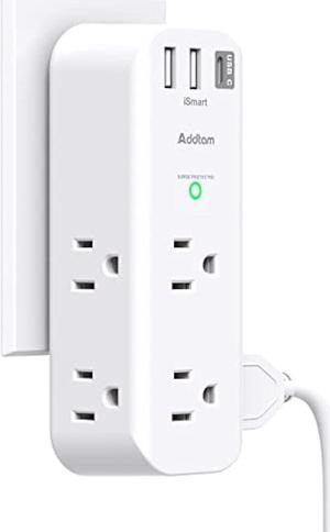 Surge Protector - Outlet Extender with Rotating and Multi Plug with 6 AC 3 USB Ports (1 USB C), 3-Sided Power Strip with Wall Adapter Charger for Home Travel Office, ETL Listed (1800J)