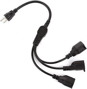 [Etl Listed] Qlfecle 1 to 3 Outlet Power Splitter Cord 3.3FT/1M (NEMA 5-15P to NEMA 5-15R) 16AWG Heavy Duty Cable Strip Outlet Saver1