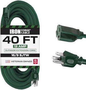 40 Foot Outdoor Extension Cord - 16/3 SJTW Durable Green Extension Cable with 3 Prong Grounded Plug for Safety - Great for Powering Outdoor Christmas Decorations