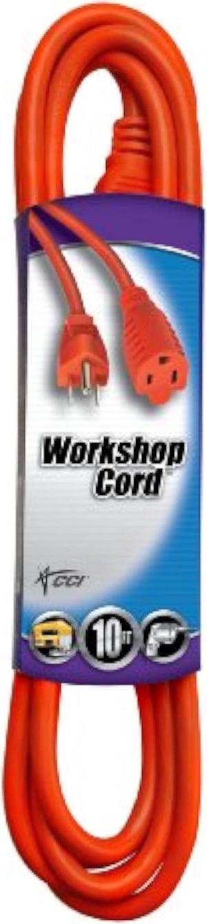 Coleman Cable 02304 10-Foot 16/3 Vinyl Outdoor Extension Cord, Orange (23048803)