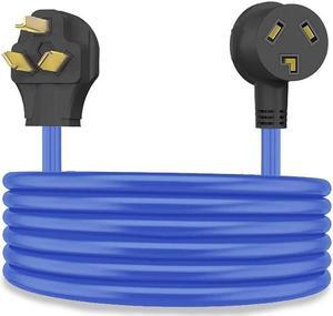 JL Gears 25 Feet 3 Prong Dryer Extension Cord Power Cable Blue, 30 Amp NEMA 10-30P to 10-30R, Level 2 Tesla EV Charging, 125V/250V STW 10 AWG, UL Listed