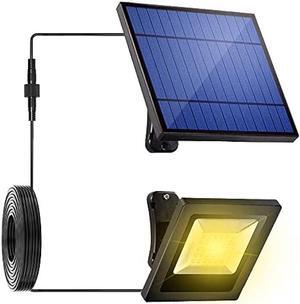 Solar Outdoor Lights Garden LED Flood Lights with Extension Cable Dusk to Dawn Security Waterproof Landscape Lighting for Barn,Ceiling Porch, Cabin roof,Tree,Doorway,Yard,Street(Warm White)