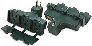 Cable Matters 2-Pack 3-Outlet Outdoor Outlet Splitter, UL listed Weather Resistant Outdoor Multi Plug Outlet/Plug Splitter with Covers
